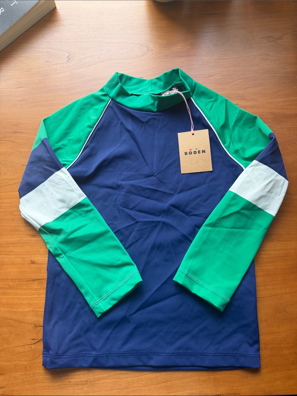 NWT Mini Boden Navy, Green & White Kids Rashguard 6-7
